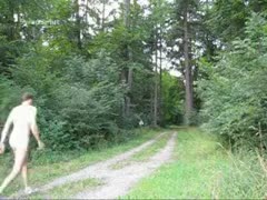 Walking around in nature s garb in the forest male dilettante nude in public